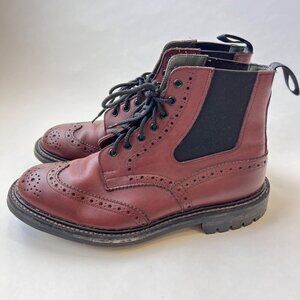 Tricker’s Ellis Leather Brogue Boots - Size 8.5 UK / 9.5 US, burgundy